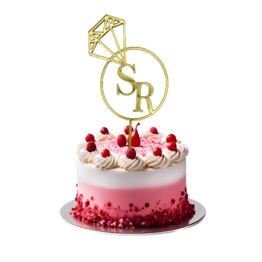 Ring initial cake topper